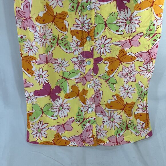 PALM LILY DRESS WOMENS 6 FLORAL BUTTON COLLARED ALL OVER PRINT SLEEVELESS FLOWER - Picture 5 of 13